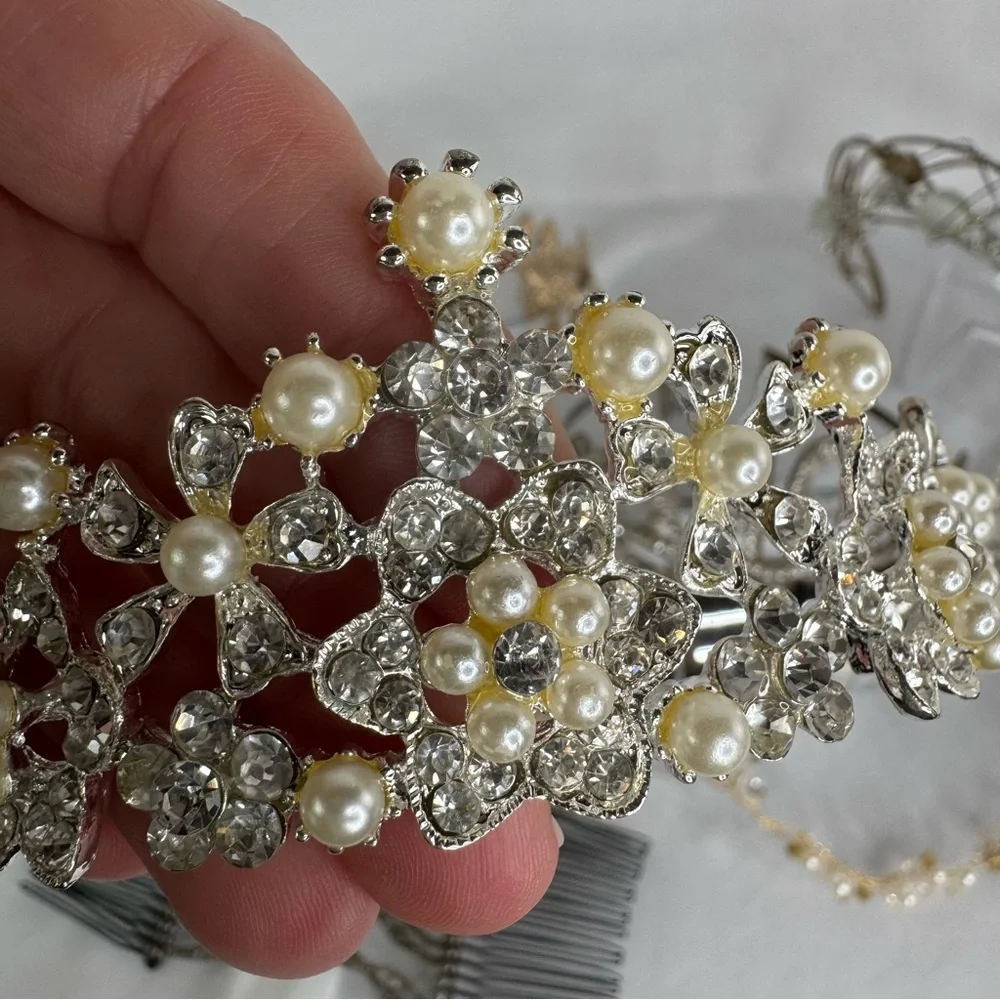 Elegant Gold and Silver Hair Accessories Set including Crowns fir the Princess